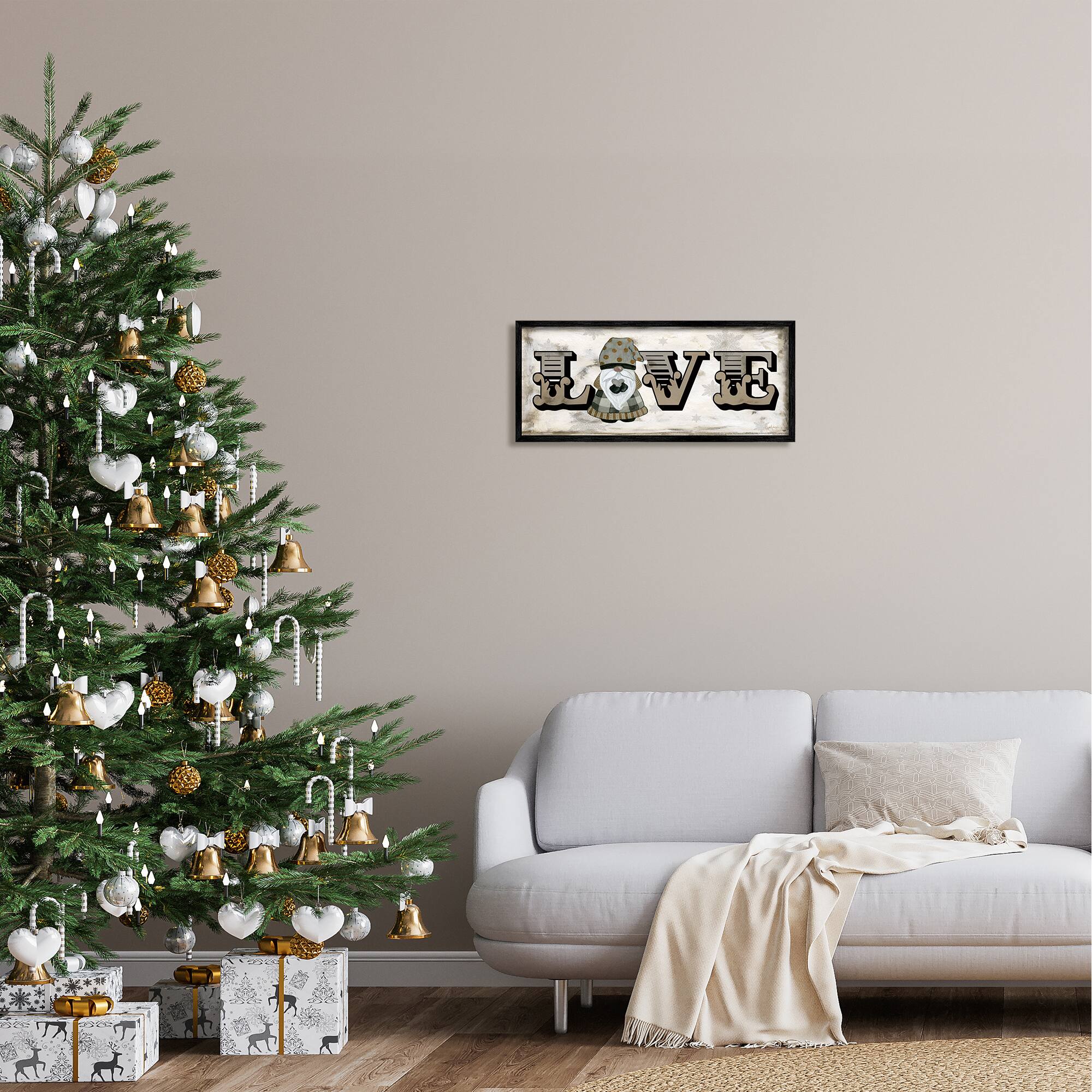 Stupell Industries Holiday Patterned Love Gnome Framed Giclee Art